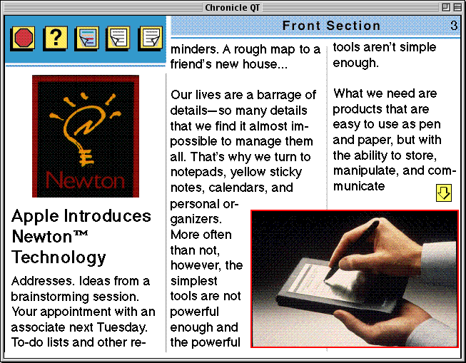 page 3 of the Apple Chronicle, showing the first part of the article "Apple Introduces Newton™ Technology"