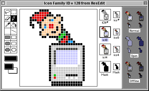 ResEdit's Finder icons open in ResEdit's icon editor