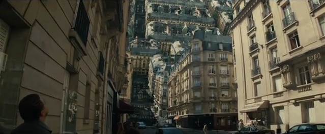 0:44 from the Inception trailer, showing a city curling up on itself