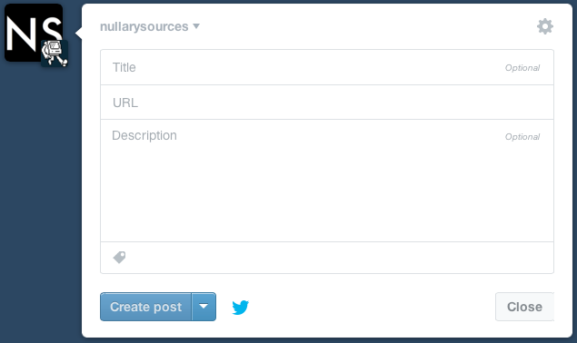 screenshot of the new Tumblr posting interface