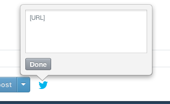 contents of the Twitter pop-up menu: a text field and a submit button