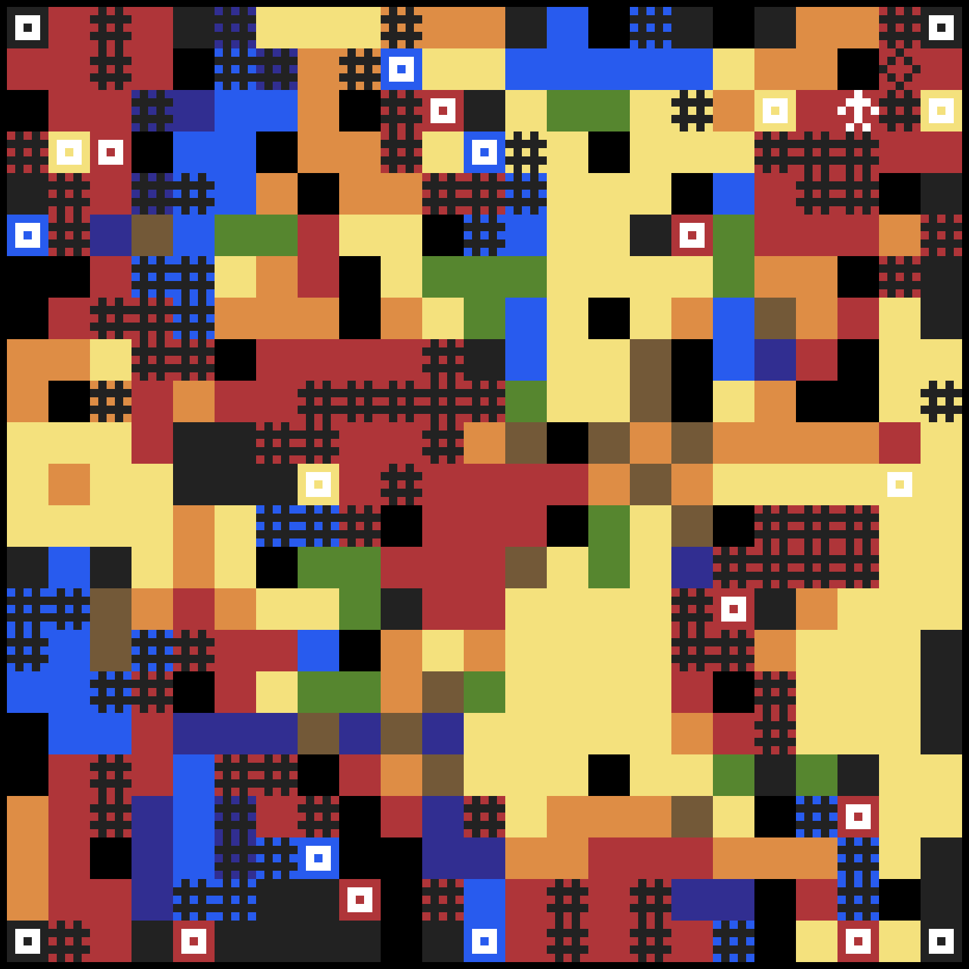 screenshot of a nearly completed level 2 of Canvas; the picture is mostly random splotches of color, mainly yellow with some red and blue and their combinations